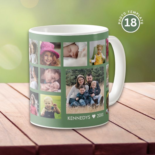 Create Your Own 18 Family Photo Collage Green Kaffeetasse
