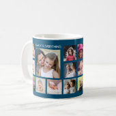 Create Your Own 18 Photo Collage Family Name Blue Kaffeetasse (Vorderseite Links)