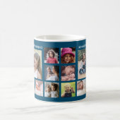 Create Your Own 18 Photo Collage Family Name Blue Kaffeetasse (Mittel)