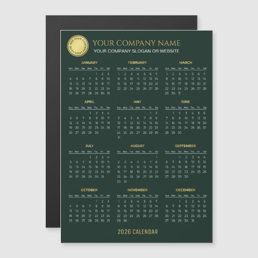 Create Your Own 2026 Company Calendar | Magnet (Vorne/Hinten)