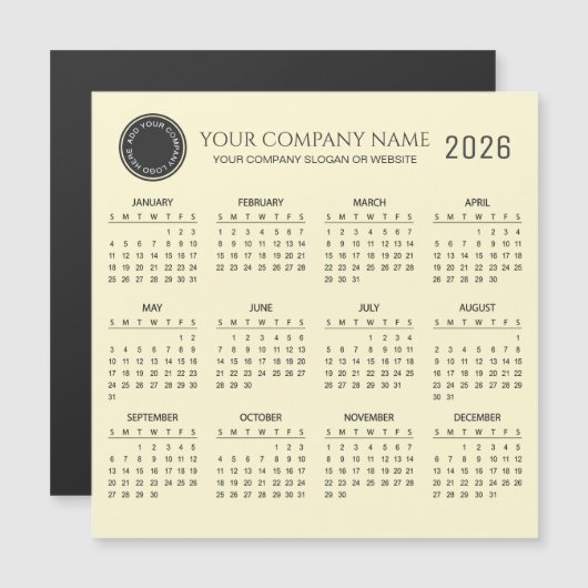 Create Your Own 2026 Company Calendar | Magnet (Vorne/Hinten)
