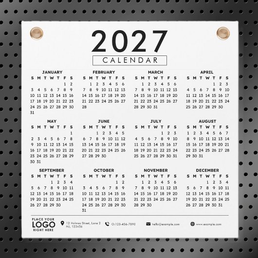 Create Your Own 2027 Business Logo Calendar Magnetkarte