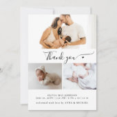 Create Your Own 3 Collage Multi Photo Baby New Dankeskarte (Vorderseite)