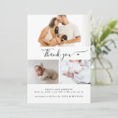 Create Your Own 3 Collage Multi Photo Baby New Dankeskarte (Stehend Vorderseite)