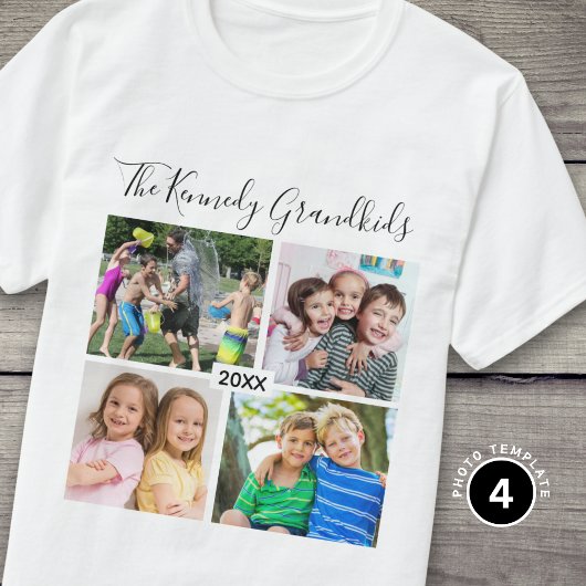 Create Your Own 4 Grandkids Photo Grandpararents T-Shirt