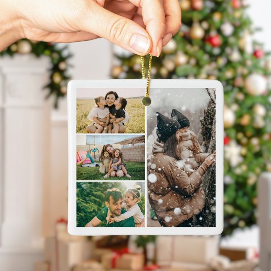 Create Your Own 4 Photo Collage Christmas Keramikornament