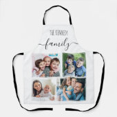 Create Your Own 4 Photo Collage Family Name White Schürze (Vorderseite)