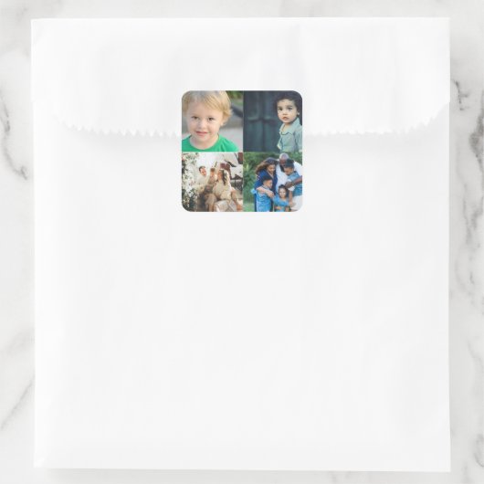 Create Your Own 4 Photo Collage Quadratischer Aufkleber (Tasche)