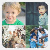 Create Your Own 4 Photo Collage Quadratischer Aufkleber (Vorderseite)