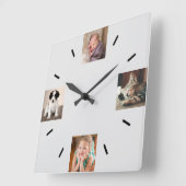 Create Your Own 4 Photo Modern Gray Quadratische Wanduhr (Winkel)