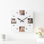 Create Your Own 4 Photo Modern Quadratische Wanduhr (Zuhause)