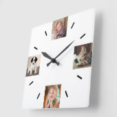 Create Your Own 4 Photo Modern Quadratische Wanduhr (Winkel)