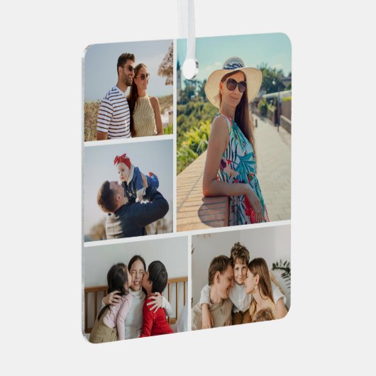 Create Your Own 5 Photo Collage Ornament Aus Metall (Vorderseite Rechts)