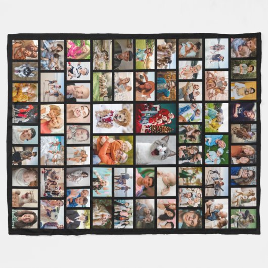 Create Your Own 68 Photo Collage Black Fleecedecke (Vorderseite (Horizontal))