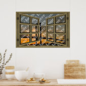 Create Your Own 6 Pane Brown Wooden Open Window Poster (Küche)