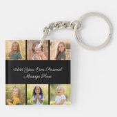 Create Your Own 6 Photo Collage Add Your Greeting Schlüsselanhänger (Rückseite)
