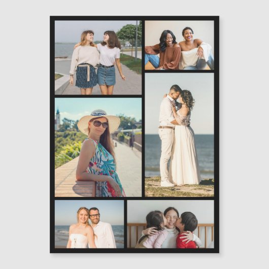 Create Your Own 6 Photo Collage Magnetic Card Magnetkarte (Vorderseite)