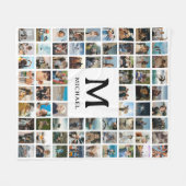 Create your Own 72 Photo Collage Monogram Fleecedecke (Vorderseite (Horizontal))