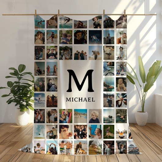 Create your Own 72 Photo Collage Monogram Fleecedecke