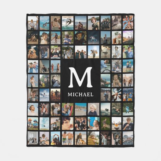 Create your Own 72 Photo Collage Monogram Fleecedecke (Vorderseite)