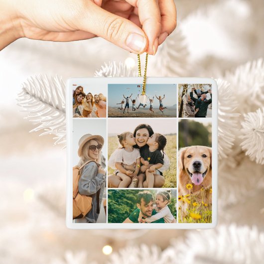 Create Your Own 7 Photo Collage Christmas Keramikornament