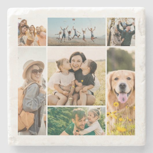 Create Your Own 7 Photo Collage Steinuntersetzer (Vorderseite)