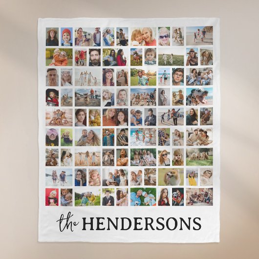 Create Your Own 81 Photo Collage White Fleecedecke