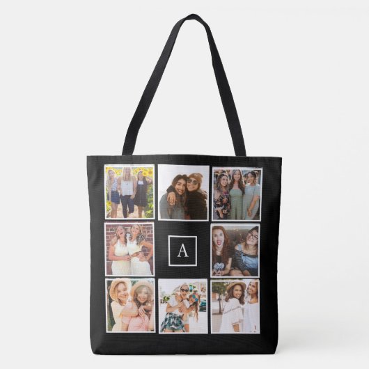 Create your own 8 Photo Collage Monochrome Tasche (Vorderseite)