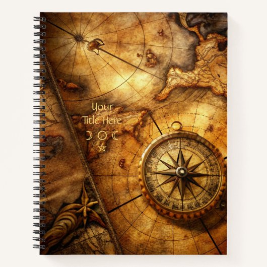 Create Your Own Amber Compass Rose Travel Map Notizblock (Vorderseite)