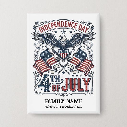 Create Your Own American Independence Day Sketched Button (Vorderseite)