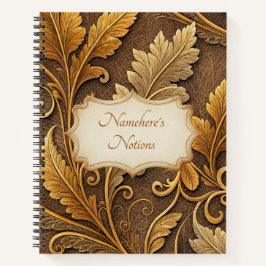 Create Your Own Antique Gold Vintage Leafy Vine Notizblock