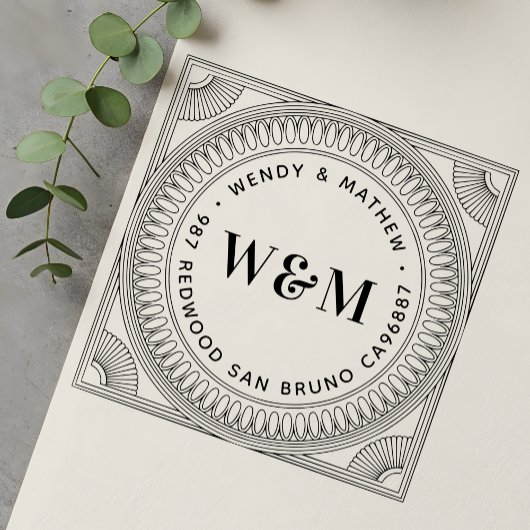 Create Your Own Art Deco Couple's Return Address Gummistempel
