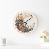 Create Your Own Autumn Floral Crescent Moon Große Wanduhr (Zuhause)
