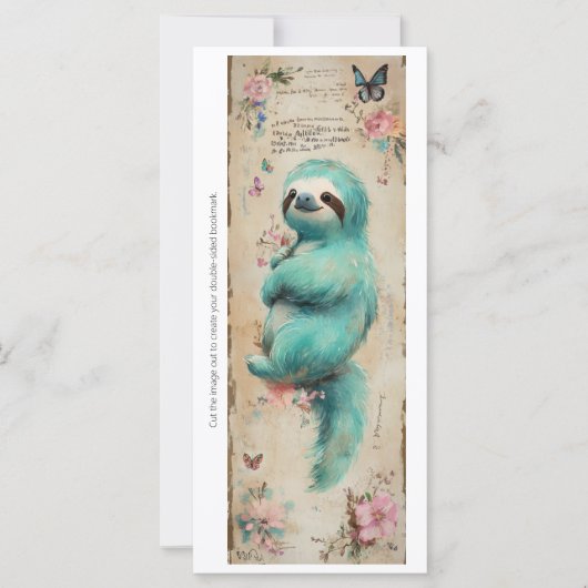 Create Your Own Baby Teal Sloth Bookmark Card (Vorderseite)