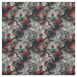 Create Your Own Bats Red Rose Gothic Grey Stoff