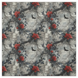 Create Your Own Bats Red Roses Gothic Grey Stoff