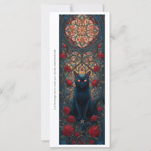 Create Your Own Black Cat Red Roses Bookmark Card (Vorderseite)
