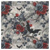 Create Your Own Black Red Silver Roses Gothic Grey Stoff (Nahaufnahme)