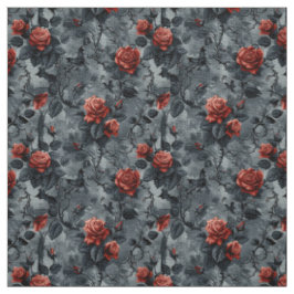 Create Your Own Blood Red Roses Bats Gothic Grey Stoff