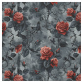 Create Your Own Blood Red Roses Bats Gothic Grey Stoff (Nahaufnahme)