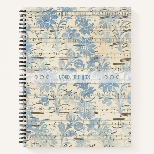 Create Your Own Blue Brocade Sheet Music Notizblock (Vorderseite)