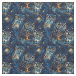 Create Your Own Blue Celestial Owls Stoff