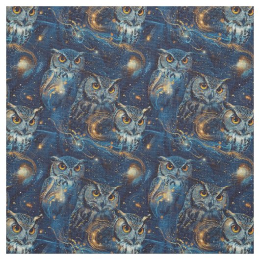 Create Your Own Blue Celestial Owls Stoff (Muster)