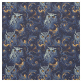 Create Your Own Blue Celestial White Owls Stoff