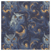 Create Your Own Blue Celestial White Owls Stoff (Nahaufnahme)