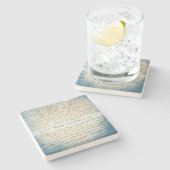 Create Your Own Blue Distressed Grunge Love Letter Steinuntersetzer (Seitenansicht)