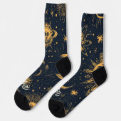 Create Your Own Blue Gold Celestial Moon & Stars Socken (Linkes Detail)