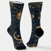 Create Your Own Blue Gold Celestial Moon & Stars Socken (Gewinkelt)