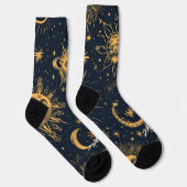Create Your Own Blue Gold Celestial Moon & Stars Socken (Rechts)
