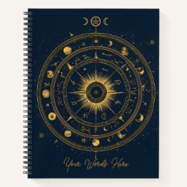 Create Your Own Blue & Gold Celestial Wheel Notizblock